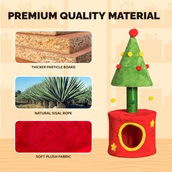 Winado 30.7-in Plush Christmas-Themed Cat Tree, Green & Red slide 2 of 9