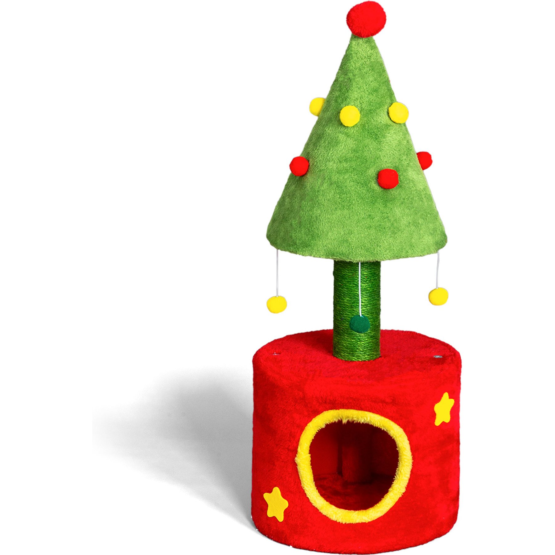 Winado 30.7-in Plush Christmas-Themed Cat Tree, Green & Red