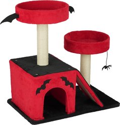 Winado 27.5-in Plush Halloween-Themed Cat Tree, Red & Black