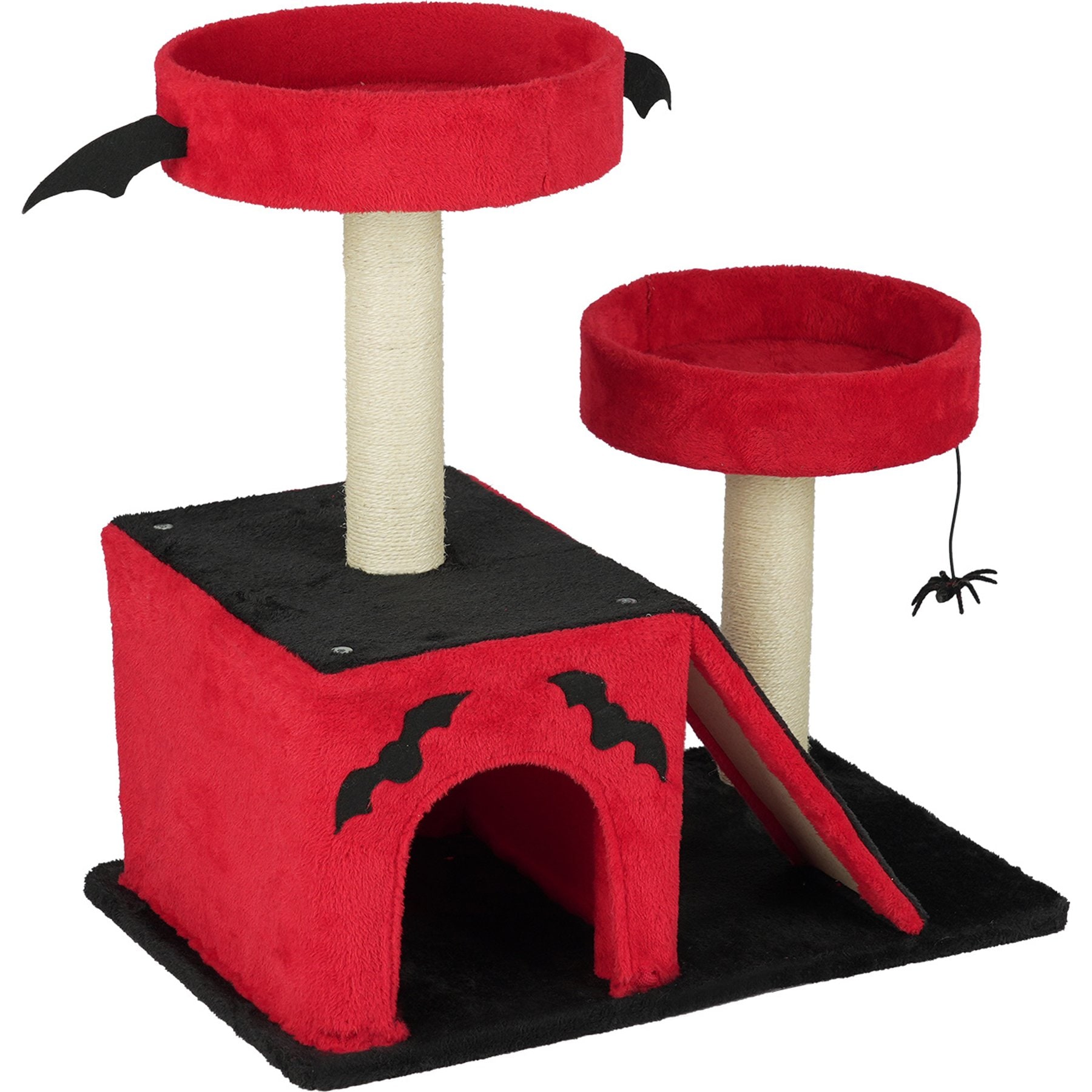 Winado 27.5-in Plush Halloween-Themed Cat Tree, Red & Black