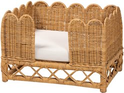 Bencmate Bohemian Rattan Scalloped Edge Wicker Sofa Dog Bed, Brown