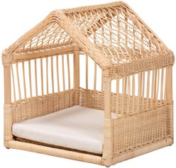 Bencmate Modern Bohemian Rattan Wicker Dog Bed, Brown