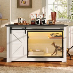 Bencmate Farmhouse LED Storage Cabinet Cat Litter Box Enclosure, Multi