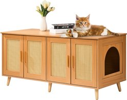 Bencmate 4-Door Hidden Cat Litter Box Enclosure, Brown slide 1 of 8
