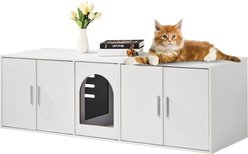 Bencmate Multi Functional Wooden Cat Litter Box Enclosure Furniture, White