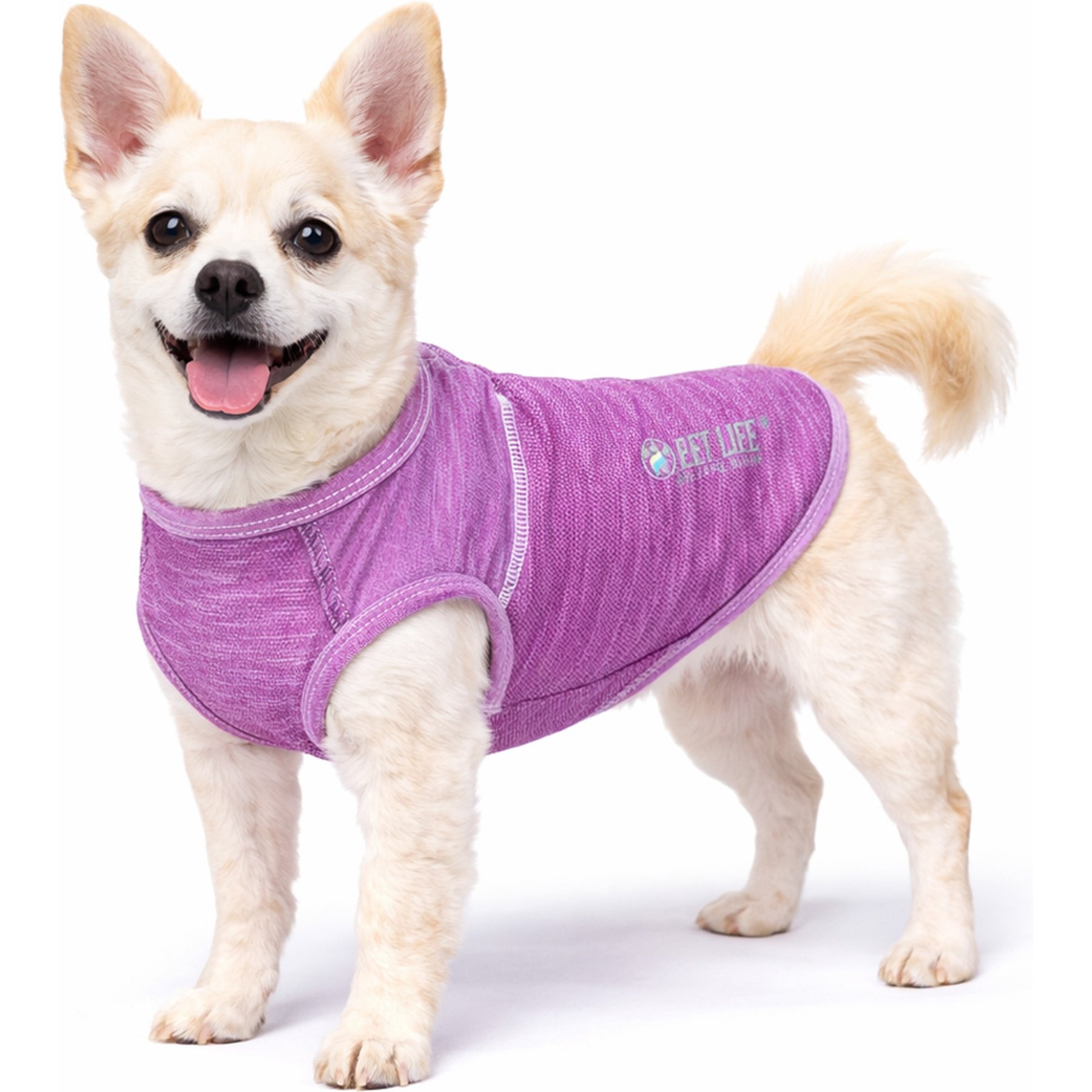 Pet Life Active Aero-Pawlse Heathered Quick-Dry 4-Way Stretch-Performance Dog T-Shirt, Maroon/Purple, Large