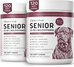 Chew + Heal Senior 12-In-1 Advanced Multivitamin Soft Chews Supplement for Senior Dogs, 240 count