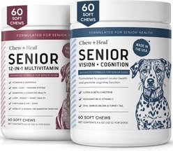 Chew + Heal Vision & Cognition with 12-in-1 Eye Care Chicken Flavored Chew Multivitamin for Senior Dogs, 120 count