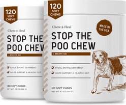 Chew + Heal Stop The Poo Soft Chew Coprophagia & Digestive Supplement for Dogs, 240 count