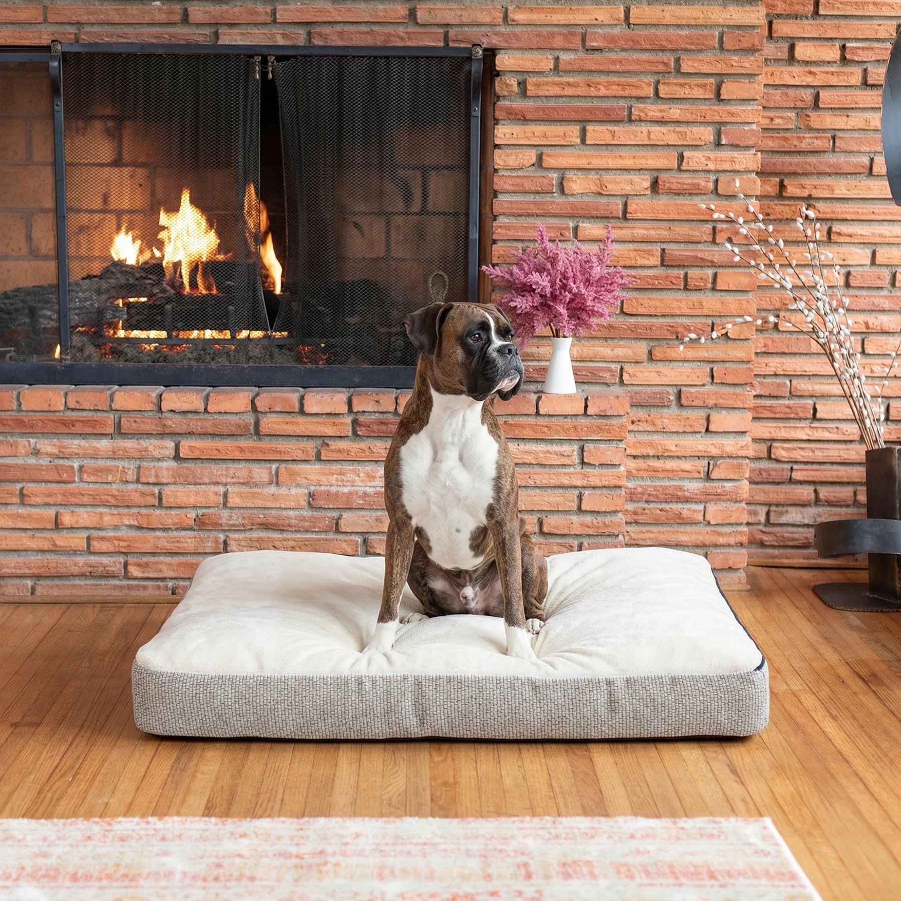 Snoozer Pet Products Reversible Premium Slumber Spot with Ivory Cloud 9 Top Machine Washable Pillow Dog Bed, Merlin Linen, X-Large