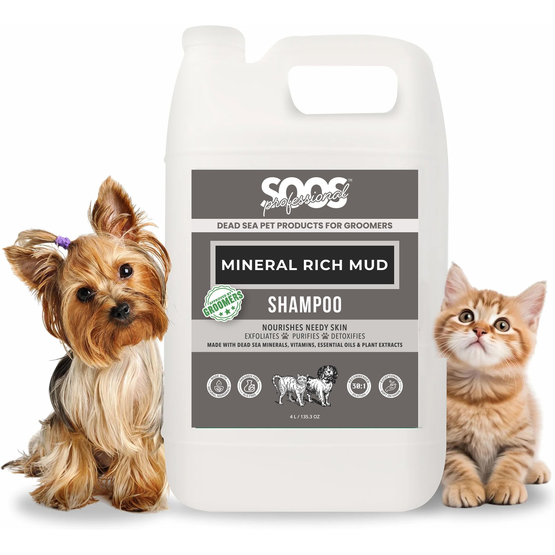 Soos Pets Mineral Rich Mud Dog & Cat Shampoo, 135-fl oz bottle