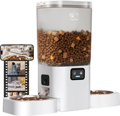 FrienHund Two 1080P Camera Automatic Two Cat Feeder, White, Large