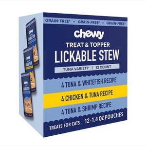 Chewy Made Lickables Stew Variety Pack Cat Treat & Topper (FORMERLY TINY TIGER), 1.4-oz pouch, case of 12