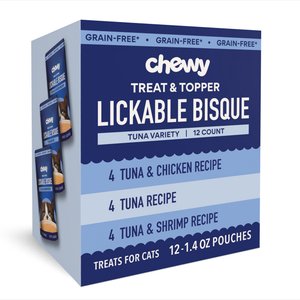 Chewy Made Lickables Bisque Variety Pack Cat Treat & Topper (FORMERLY TINY TIGER), 1.4-oz pouch, case of 12