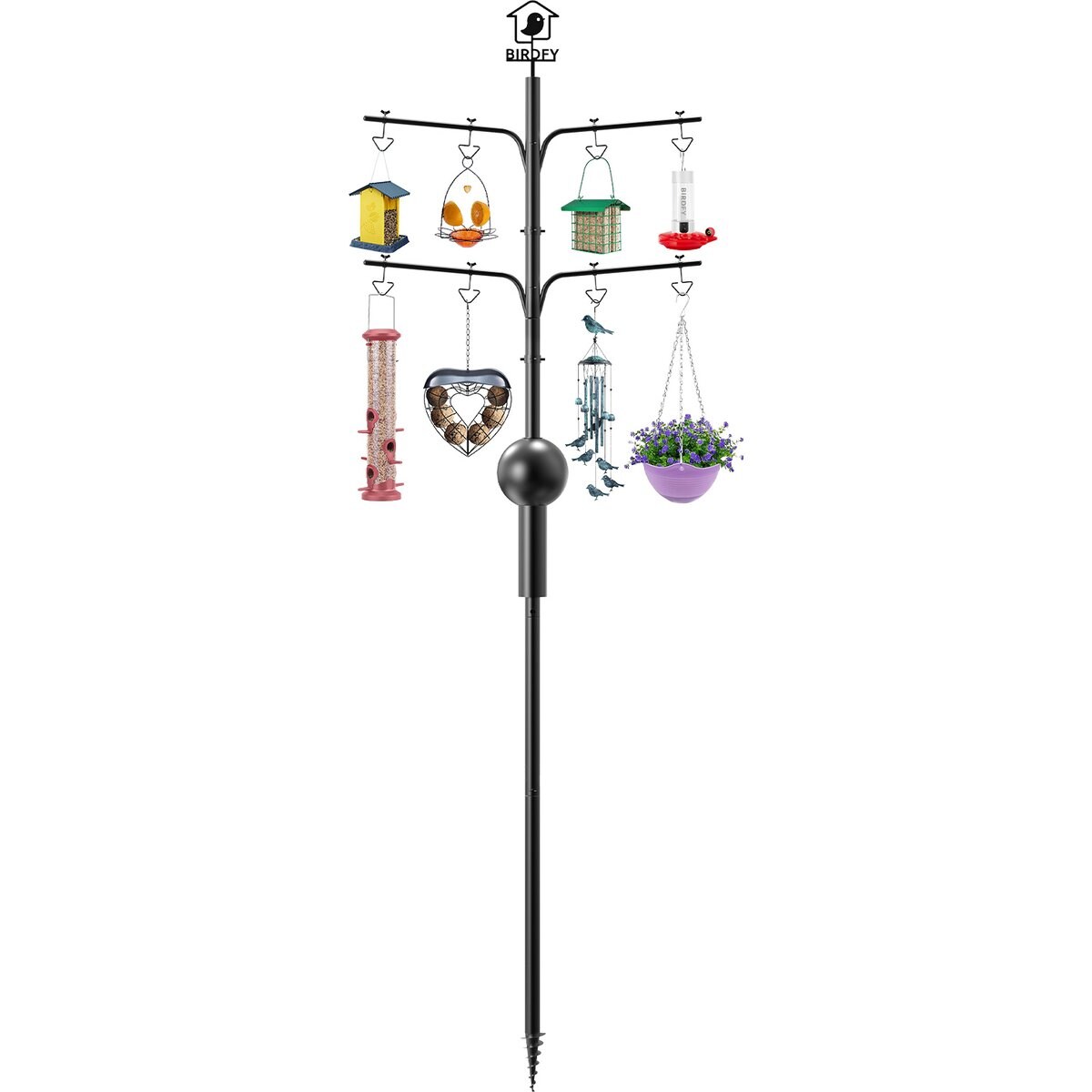 Birdfy Heavy Duty Squirrel Proof Feeder Pole Outdoor Stand Wildbird Accessory, Black, 9-ft