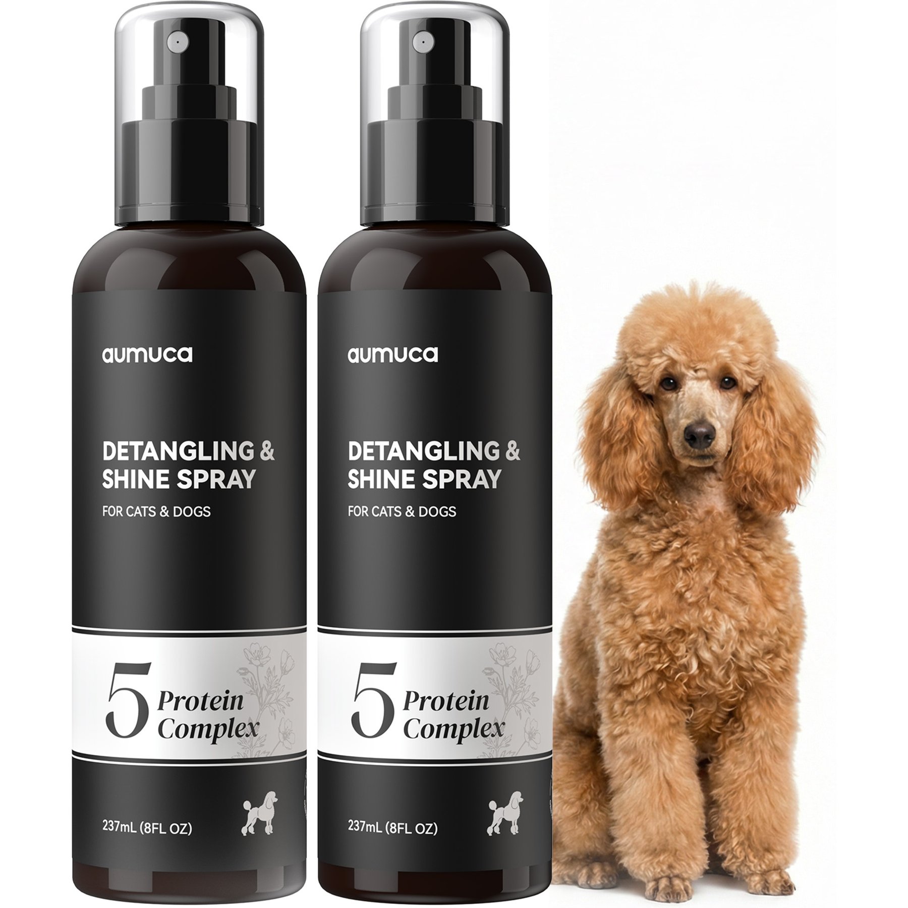 aumuca Leave-in Conditioner Detangling Dog & Cat Grooming Spray, 8-fl oz bottle, 2 count