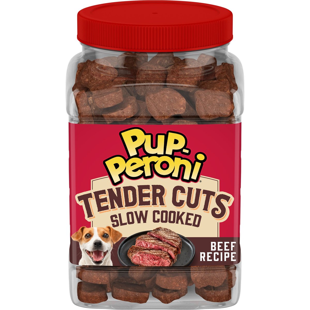 Pup-Peroni Tender Cuts Slow Cooked Beef Recipe Soft & Chewy Dog Treats, 20-oz canister