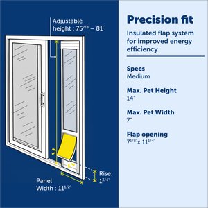 PetSafe Extreme Weather Sliding Glass Cat & Dog Door, White, Medium