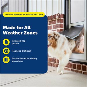 PetSafe Extreme Weather Sliding Glass Cat & Dog Door, White, Large