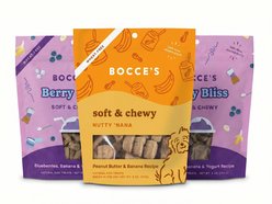 Bocce's Bakery Berry Bliss Smoothie + Nutty 'Nana Variety Pack Soft & Chewy Dog Treats, 6-oz pouch, bundle of 3