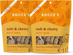 Bocce's Bakery Nutty Nana Peanut Butter & Banana Recipe Soft & Chewy Dog Treats, 6-oz, bundle of 2