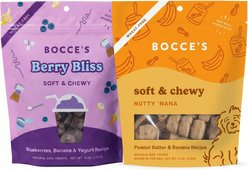 Bocce's Bakery Berry Bliss Smoothie + Nutty Nana Soft & Chewy Dog Treats, 6-oz, bundle of 2