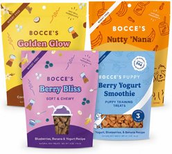 Bocce's Bakery Smoothie Recipe All-Natural Wheat-Free Variety Pack Soft & Chewy Dog Treats, 4 count bundle
