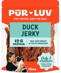 Pur Luv High Protein Duck Jerky Dog Treats, 16-oz bag