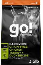 Go! Solutions Carnivore Grain-Free Chicken, Turkey + Duck Puppy Recipe Dry Dog Food, 3.5-lb bag