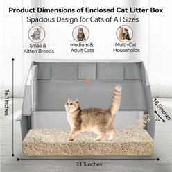 Decflow Stainless Steel Enclosed Cat Litter Box with Anti-Tracking Step, Convertible Front-Entry Cat Toilet with Scoop, Large, Grey slide 2 of 7