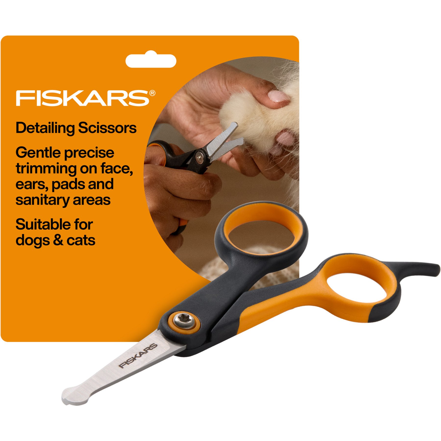 Fiskars Pet Detailing Scissors, Orange/Black, 5.5-in