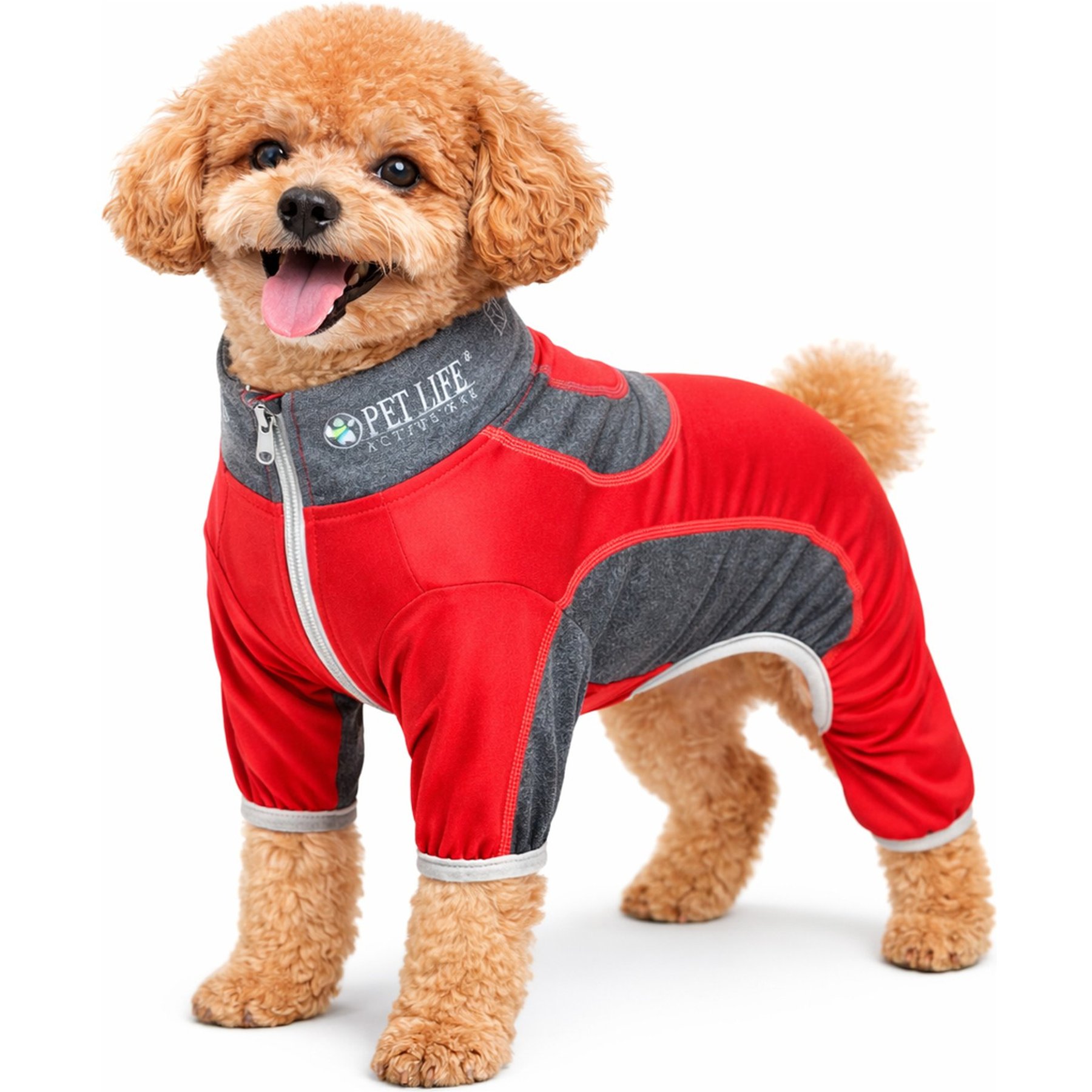 Pet Life Active Warm-Pup Dog Hoodie, Black / Red, X-Small