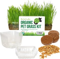 The Cat Ladies Organic Pet Grass Growing Kit with Containers, 3 count