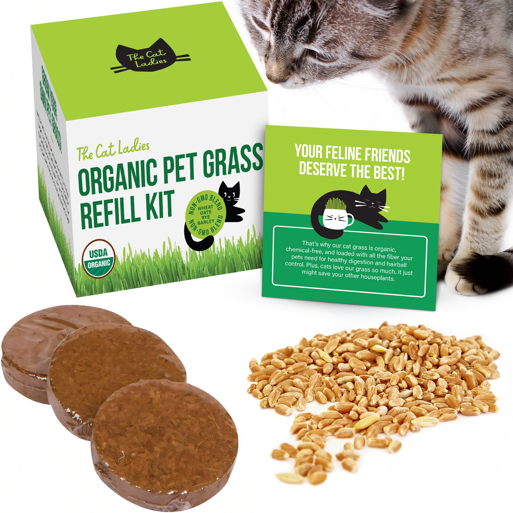 The Cat Ladies Organic Pet Grass Refill Kit