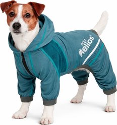 Dog Helios Namastail Lightweight 4-Way Stretch Performance Yoga Dog & Cat Hoodie Tracksuit, Teal/Blue, X-Small