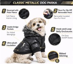 Pet Life Metallic Parka Dog Coat, X-Large, Black slide 2 of 9