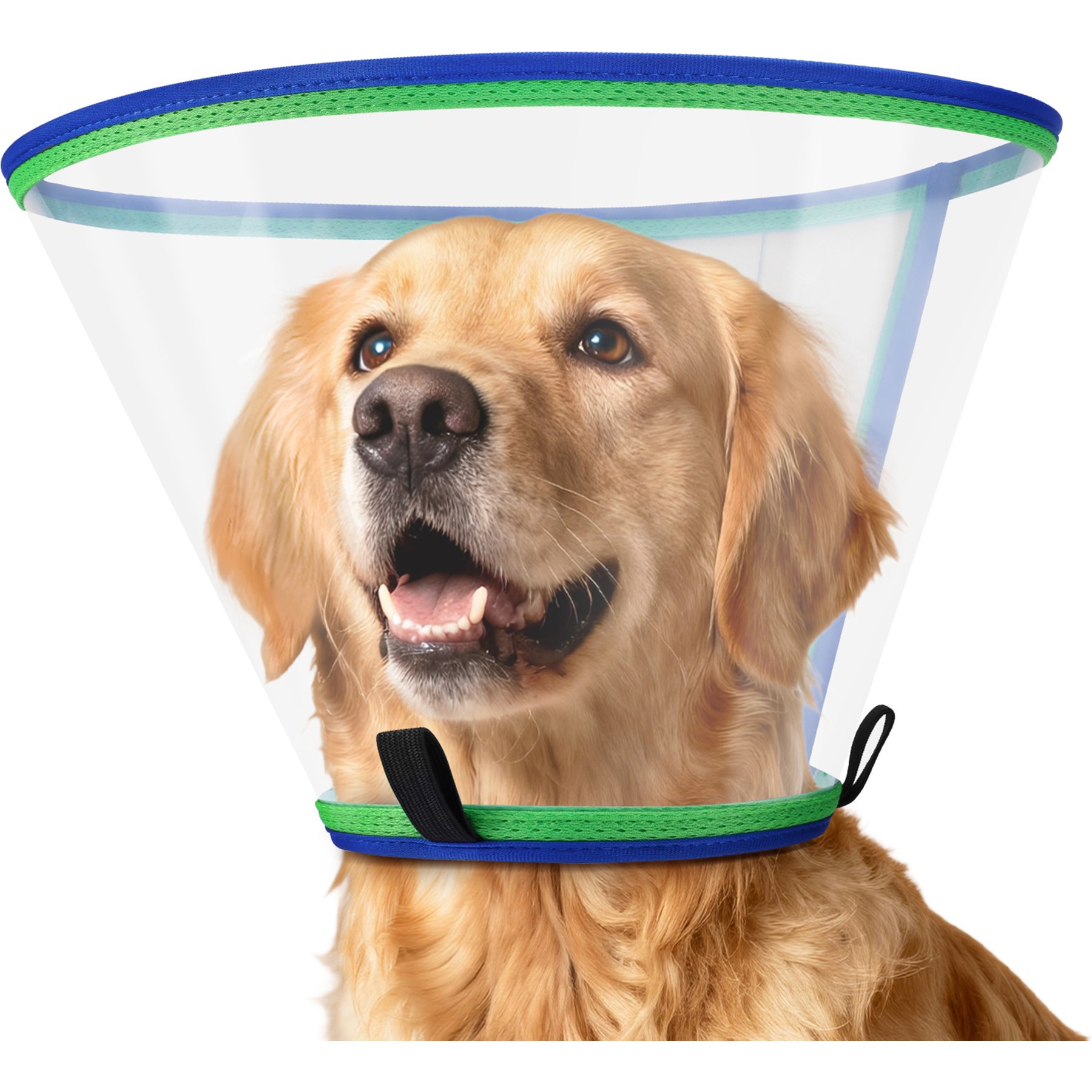 ICOYEA Transparent Adjustable Recovery Dog Soft Cone Collar, Blue, 16.5 to 18.5-in neck