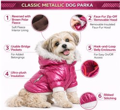 Pet Life Metallic Parka Dog Coat, X-Small, Pink slide 2 of 9