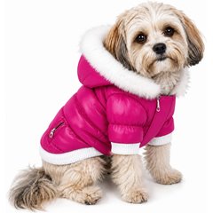 Pet Life Metallic Parka Dog Coat, Small, Pink