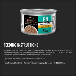 Purina Pro Plan Veterinary Diets EN Gastroenteric Feline Formula Savory Selects in Sauce with Chicken Wet Cat Food, 3-oz can, case of 24 slide 2 of 5