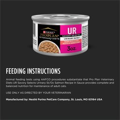 Purina Pro Plan Veterinary Diets UR Urinary St/Ox Savory Selects Feline Formula Salmon Recipe in Sauce Wet Cat Food, 3-oz can, case of 24 slide 2 of 5