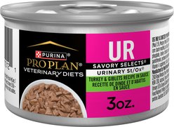 Purina Pro Plan Veterinary Diets UR Urinary St/Ox Savory Selects Feline Formula Turkey & Giblet Recipe in Sauce Wet Cat Food, 3-oz can, case of 24