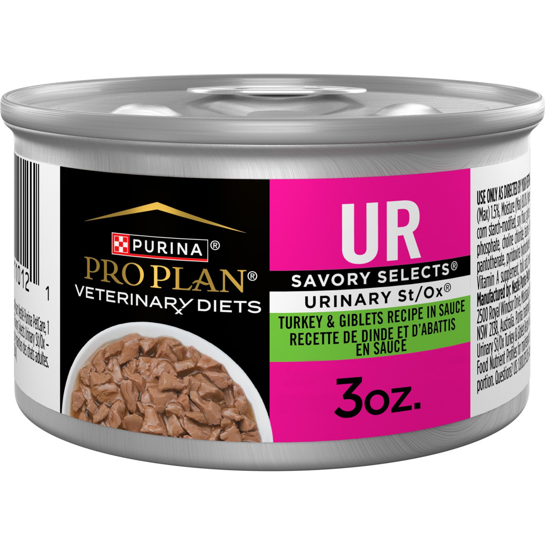 Purina Pro Plan Veterinary Diets UR Urinary St/Ox Savory Selects Turkey & Giblets in Sauce Wet Cat Food, 3-oz can, case of 24