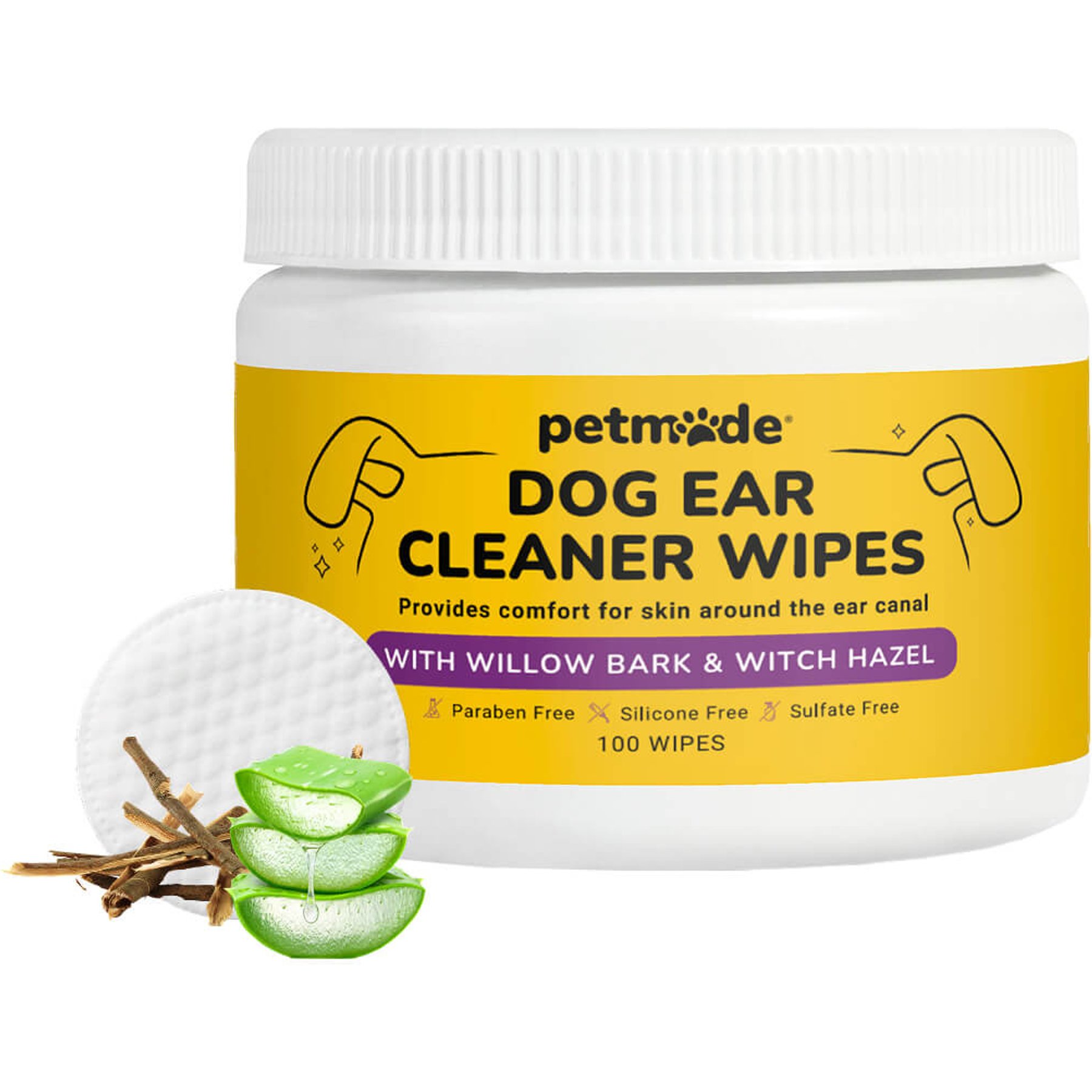 PetMade Ear Cleaner Calming Wipes for Dogs, 100 count