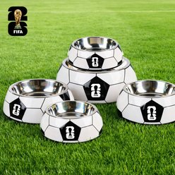 FIFA Soccer Non-Skid Stainless Steel Dog Bowl, Black/White, 350-mL slide 2 of 7
