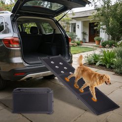 Bencmate Foldable Non Slip Surface Dog Ramp, Black