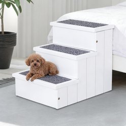 Bencmate Wooden Foldable Portable Dog Stairs, White