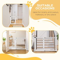 Bencmate 3 Panel Freestanding Wooden Adjustable Lockable Dog Gate, White slide 2 of 7