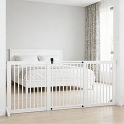 Bencmate Freestanding Wooden Adjustable Dog Gate, White