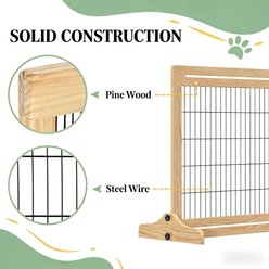 Bencmate Freestanding Wooden Adjustable Safety Dog Gate, Brown slide 2 of 8